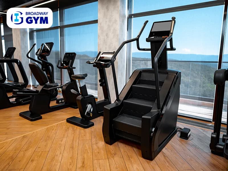 Modern gym interior with new fitness equipment